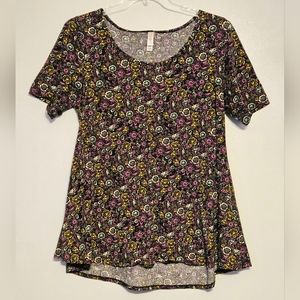 LulaRoe Hi-Lo Knit Floral Print Top, Sz L